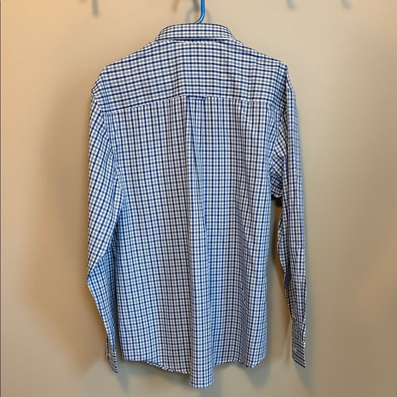 Saddlebred Size Large Blue Green White Checked Button-Down Cotton/Poly Shirt - Picture 3 of 8